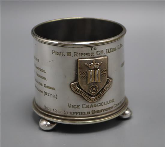 WW1 interest - an engraved presentation silver plated 18 pdr. shell case